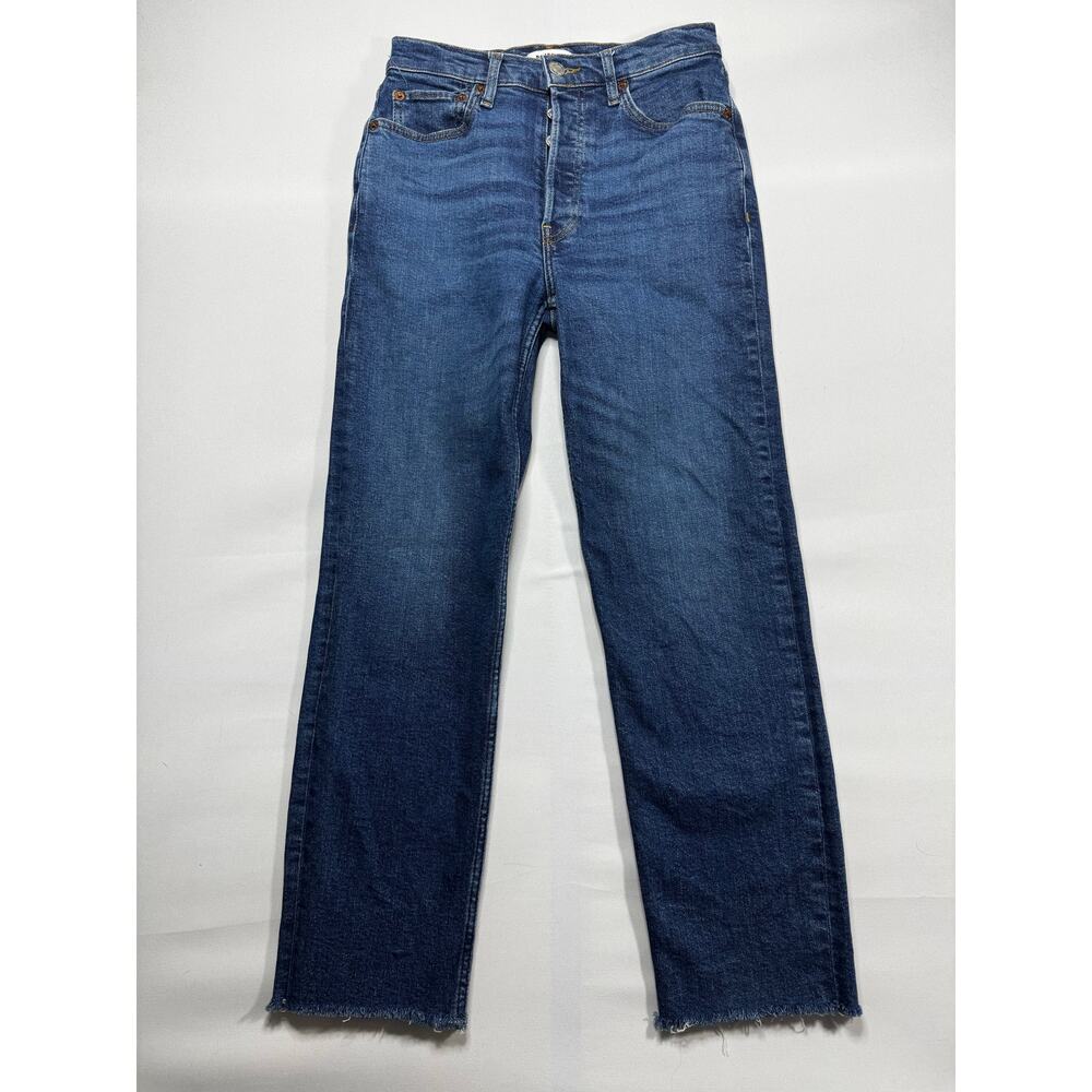 Re/Done Women's 70s Stove Pipe Button Fly Blue Jeans - Size 26 (27x27)*